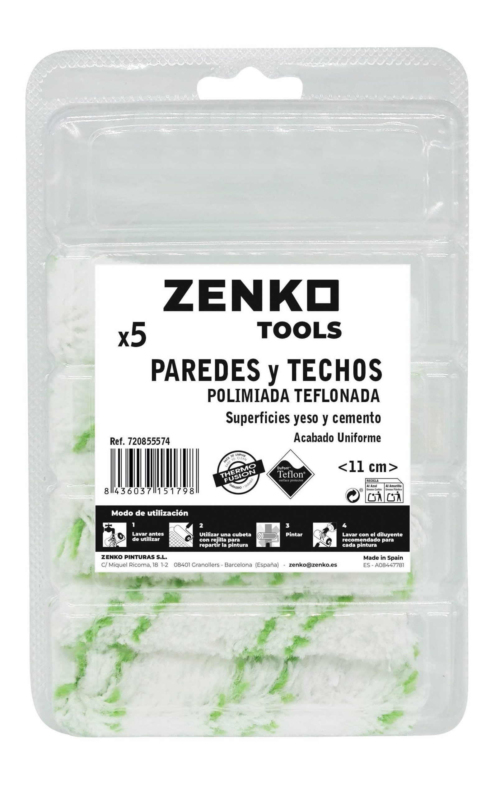 RECAMBIO MINI RODILLO PAREDES Y TECHOS TEFLON